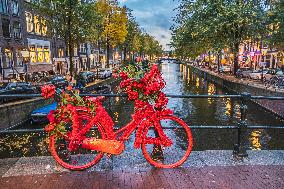 Flower Decorated Bike In Amsterdam