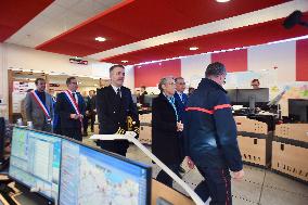 PM Borne Visits Firefighters In The Wake Of Storm Ciaran - Caen