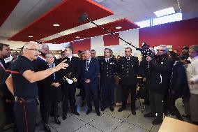 PM Borne Visits Firefighters In The Wake Of Storm Ciaran - Caen
