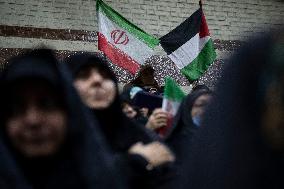 Iran-Gathering Against Israel And In Support Of Hijab