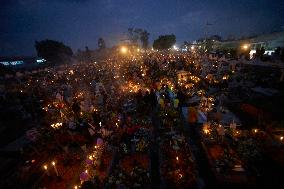 People Attend The Mixquic Cemetery To Celebrate The Day Of The Dead