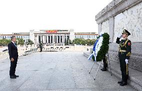 CHINA-BEIJING-GREEK PM-MONUMENT-TRIBUTE (CN)