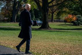 US President Joe Biden departs the White House for Lewiston, Maine