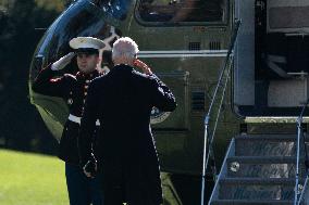 US President Joe Biden departs the White House for Lewiston, Maine