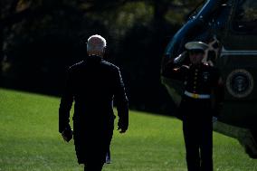 US President Joe Biden departs the White House for Lewiston, Maine