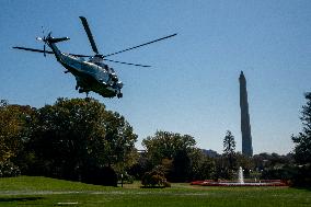 US President Joe Biden departs the White House for Lewiston, Maine