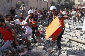 MIDEAST-GAZA-KHAN YOUNIS-ISRAEL-AIRSTRIKES