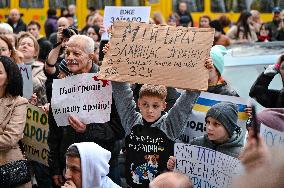 Rally in support of Ukrainian military in Lviv