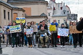 Rally in support of Ukrainian military in Lviv