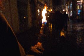 Torchlight procession in Montauban for Gaza ceasefire calls