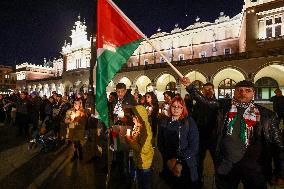 Solidarity With Palestine Demonstration In Krakow, Poland