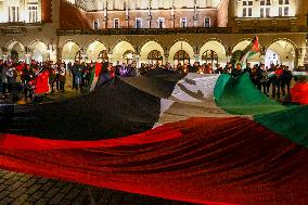 Solidarity With Palestine Demonstration In Krakow, Poland