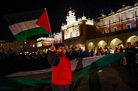 Solidarity With Palestine Demonstration In Krakow, Poland