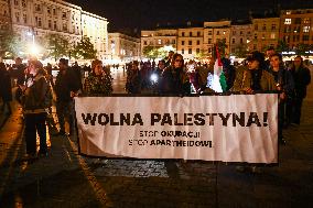 Solidarity With Palestine Demonstration In Krakow, Poland