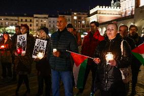 Solidarity With Palestine Demonstration In Krakow, Poland