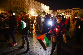 Solidarity With Palestine Demonstration In Krakow, Poland