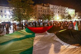 Solidarity With Palestine Demonstration In Krakow, Poland