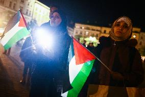 Solidarity With Palestine Demonstration In Krakow, Poland