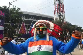 India Cricket Fans Are Supporting Their Team During The ICC Men's Cricket World Cup Match In Kolkata, India