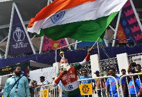 India Cricket Fans Are Supporting Their Team During The ICC Men's Cricket World Cup Match In Kolkata, India