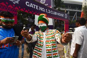 India Cricket Fans Are Supporting Their Team During The ICC Men's Cricket World Cup Match In Kolkata, India