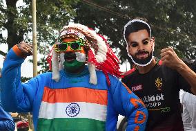 India Cricket Fans Are Supporting Their Team During The ICC Men's Cricket World Cup Match In Kolkata, India