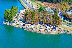 Tourist Enjoy Camping in Kunshan