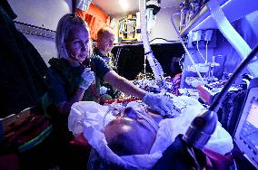 Medical evacuation from from combat zone in Ukraine
