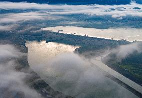 Clouds Flow Over The Three Gorges Dam in Yichang