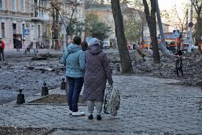 Aftermath of Russian attack on Odesa
