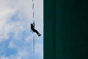 Adventure Team Abseiling From South Asia's Tallest Tower, ''Lotus Tower''