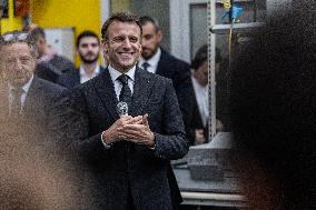 President Macron Unveils La Poste's New Marianne - Boulazac