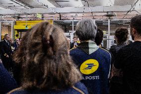 President Macron Unveils La Poste's New Marianne - Boulazac