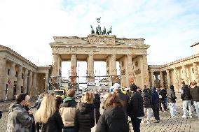 After The Last Generation Paint Attack, Scaffolding Is Erected At The Brandenburg Gate For