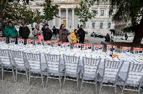 Empty Table Pro-Israel Protest - Madrid