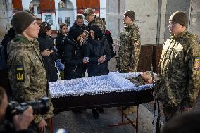 Farewell Ceremony For Ukrainian Military Journalist And Scout Taras Davydyuk