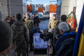 Farewell Ceremony For Ukrainian Military Journalist And Scout Taras Davydyuk