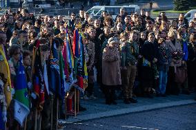 Farewell Ceremony For Ukrainian Military Journalist And Scout Taras Davydyuk