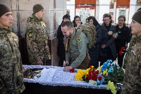 Farewell Ceremony For Ukrainian Military Journalist And Scout Taras Davydyuk