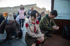 Farewell Ceremony For Ukrainian Military Journalist And Scout Taras Davydyuk