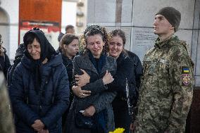 Farewell Ceremony For Ukrainian Military Journalist And Scout Taras Davydyuk