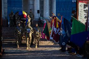 Farewell Ceremony For Ukrainian Military Journalist And Scout Taras Davydyuk