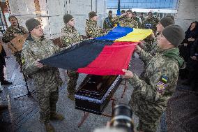 Farewell Ceremony For Ukrainian Military Journalist And Scout Taras Davydyuk