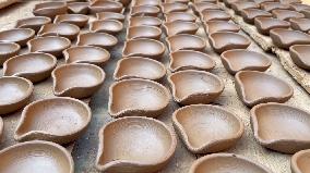 Production Of Clay Lamps For Diwali Festival - India