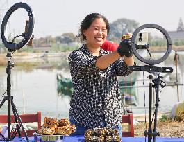 Farmer Sells Crabs Via a Live Webcast in Haian