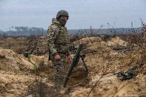 Artillerymen Mortar Gunners  Of The First Presidential National Guard Brigade Of Ukraine BUREVIY (Storm)