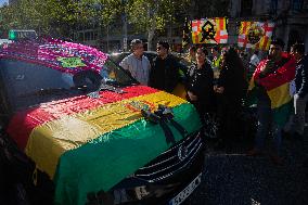 Protest And Tribute To A Murdered Colleague From The Taxi Sector In Barcelona.