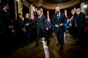 Emmanuel Macron Visit To The Grand Orient of France - Paris