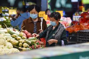 Customers Shop at A Supermarket in Nanjing, China