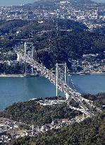 50th anniversary of Kanmon Bridge in southwestern Japan